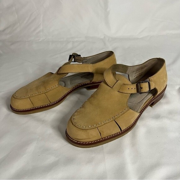 Eddie Bauer Womens size 8 Tan Leather Suede Buckle Flat Sandal Gorp Closed Toe - Picture 8 of 8